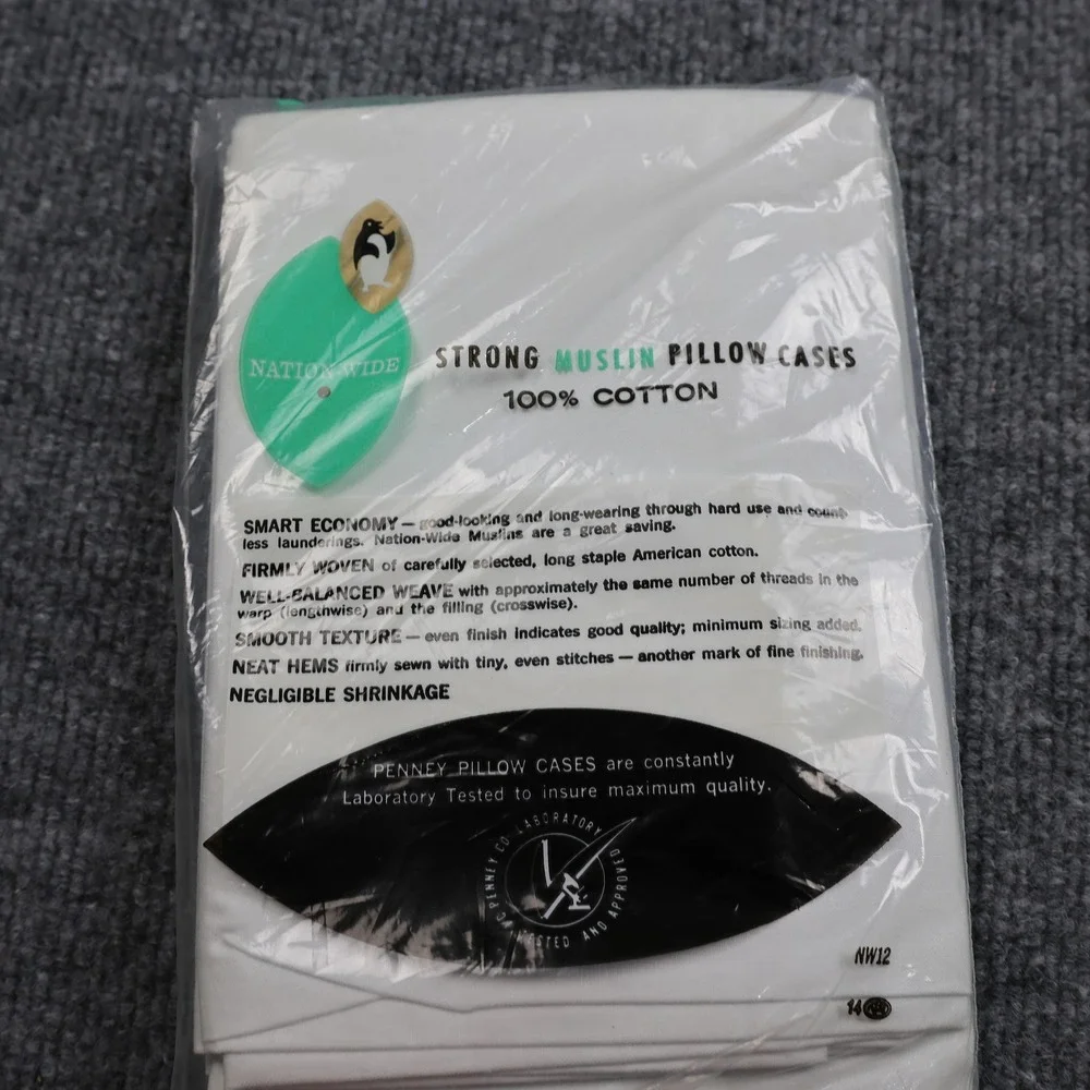 Vintage Penneys Nation Wide Strong Muslin Pillow Cases 42x36‎ 100% Cotton Set 2